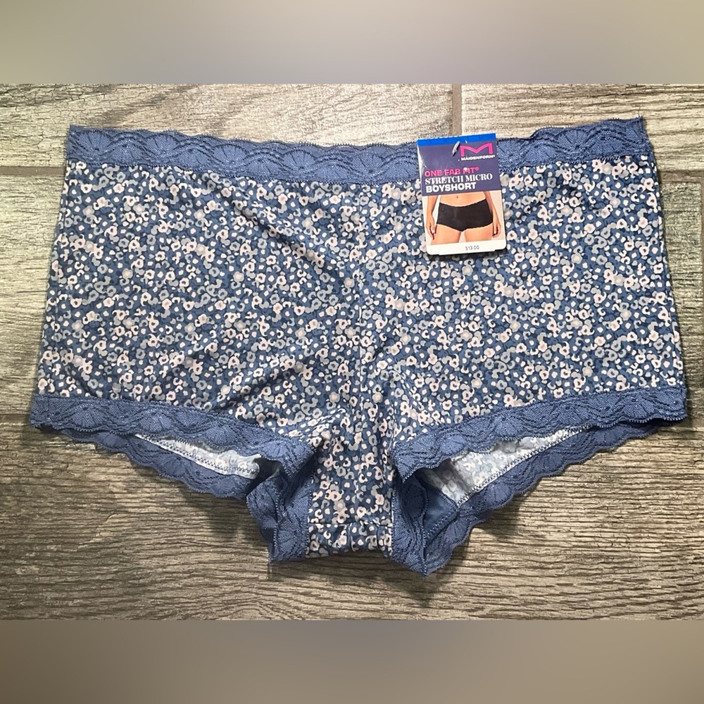 New Maidenform Fabulous Fit Boyshort Panties Size XL/8 Blue design